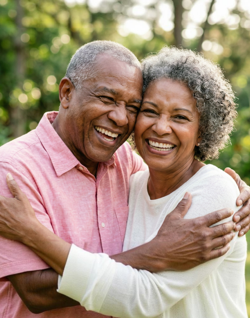 seniors couple smiling