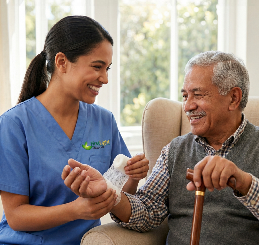 Firstlight Home Care senior with young female nurse