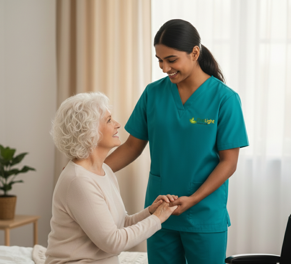 Firstlight Home Care senior with young nurse